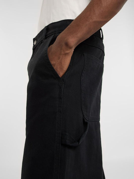 Canvas Carpenter Trousers in Regular Fit Black