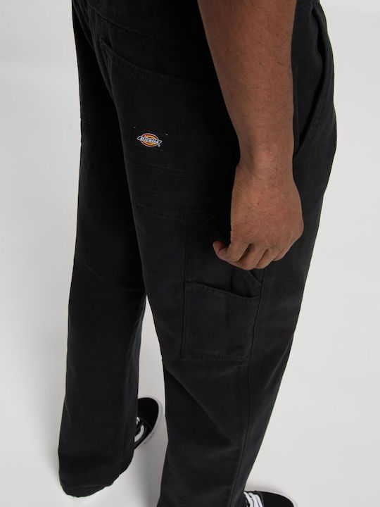 Canvas Carpenter Trousers in Regular Fit Black