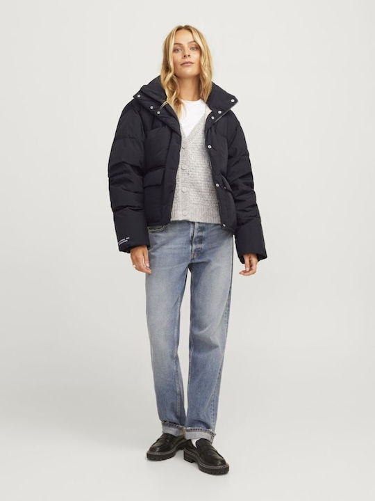 Μακρύ Γυναικείο Puffer Μπουφάν για Χειμώνα Black