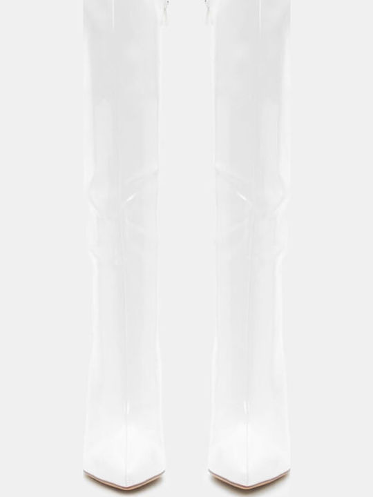 Leder Damenstiefel Weiß