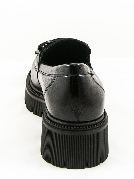 Patent Leather Women's Moccasins in Black Color