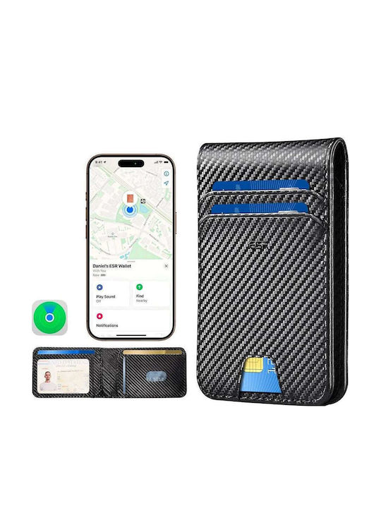 Classic Geo Leather Men's Wallet Cards with RFID Black