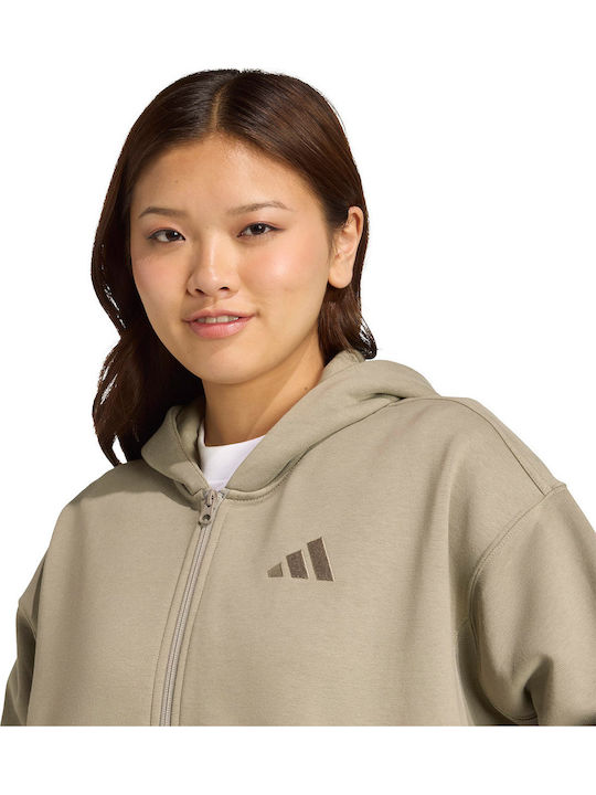 All Szn Women's Sweatshirt Jacket Hooded Khaki