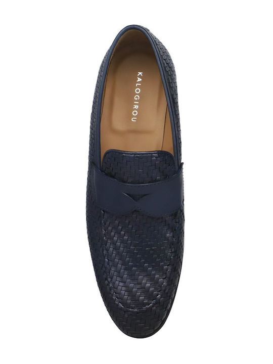 Δερμάτινα Ανδρικά Loafers σε Μπλε Χρώμα