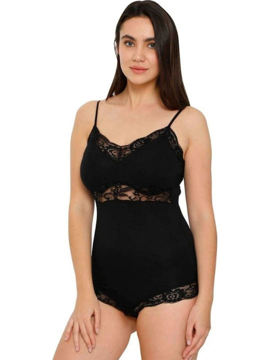 Γυναικείο Κορμάκι Brazilian Τιράντα Bellezza Lace Bισκόζη Μαύρο