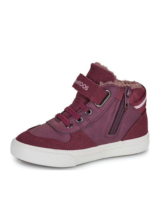 Kids Sneakers High with Hoop & Loop Closure Red