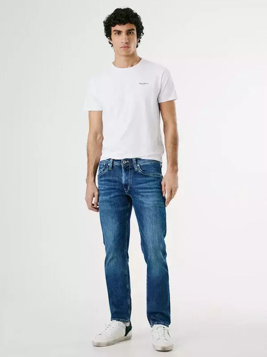 Cash Men's Jeans Pants Elastic with Regular Straight Fit Blue