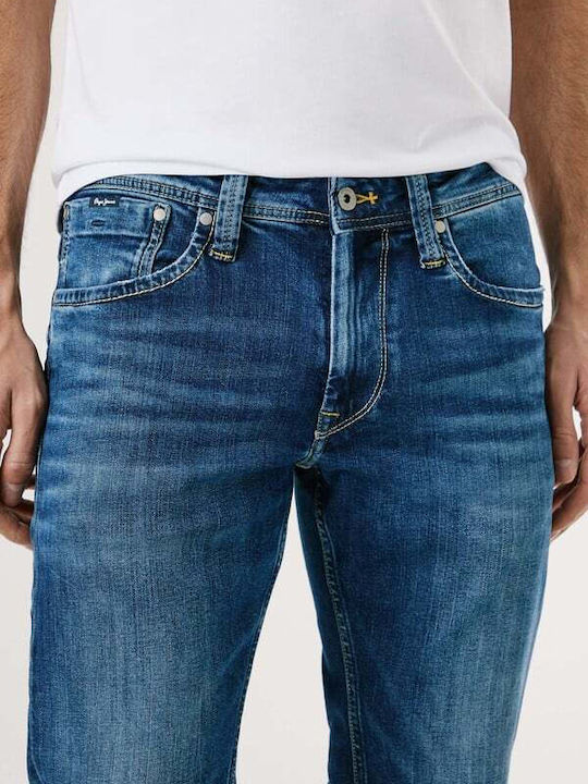Cash Men's Jeans Pants Elastic with Regular Straight Fit Blue