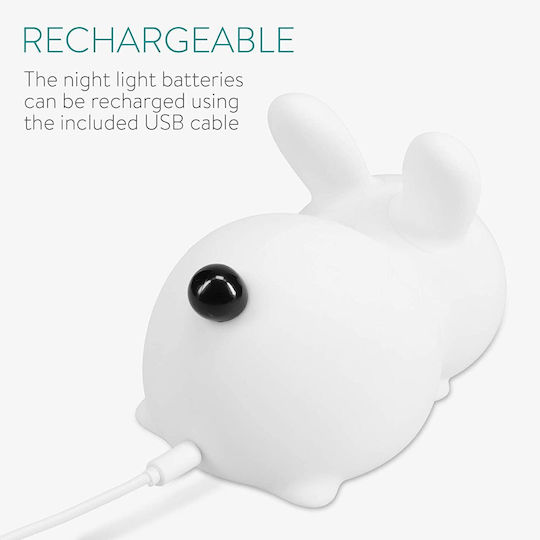Navaris Lumini LED Lampă decorativă pentru copii Rabbit Alb 14.7x9.8x9εκ.