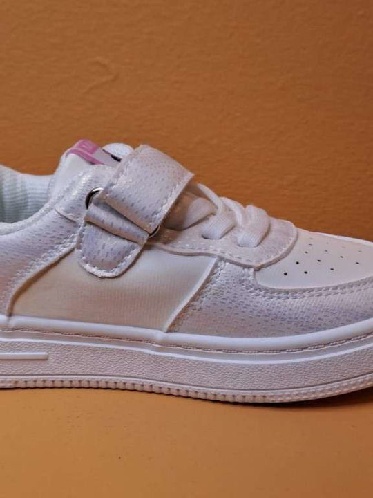 Kids Sneakers with Hoop & Loop Closure White