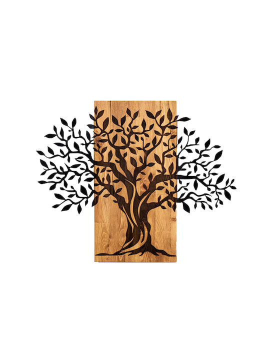 Homemarkt Διακοσμητικο Τοιχου Δεντρο Hm4802-φυλλα Μεταλλου Μαυρα-ξυλο 72x3 Βάθος X58υεκ
