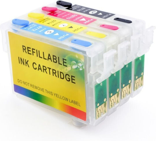 Pachet de cartușe de cerneală compatibile și recondiționate pentru imprimante InkJet Epson T0711, T0712, T0713, T0714 12ml Multiplu (culoare) 1buc