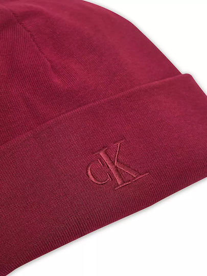 Beanie Γυναικείος Σκούφος με Rib Πλέξη σε Μπορντό χρώμα