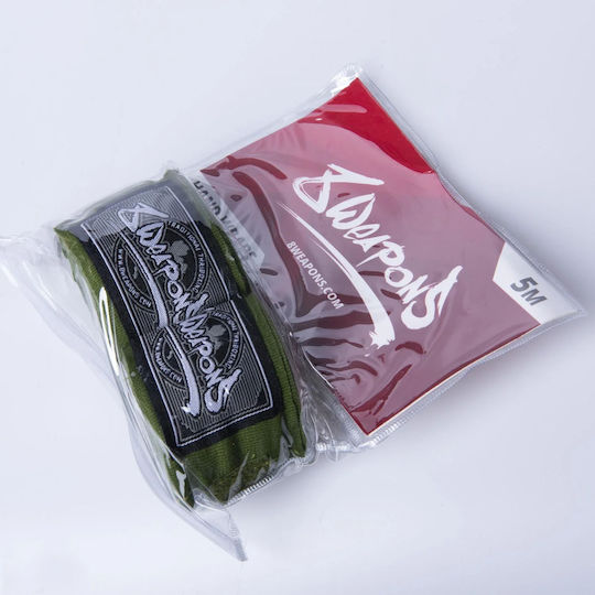 8 Weapons Semi-Elastic Martial Arts Hand Wraps 5m Olive Green