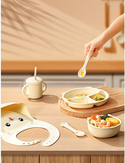 Set Essgeschirr aus Silikon Beige 4Stück für 12+ Monate