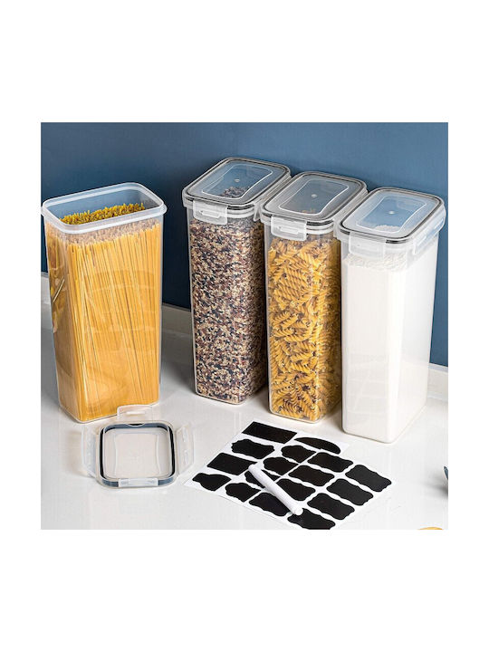 Set 4buc Borcane Cereale / pentru paste cu capac Plastic Transparent 2800ml