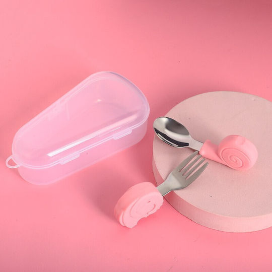 Baby Set with Fork made of Silicone for 1+ months Gray
