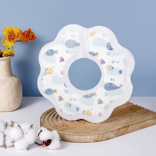 Wasserdicht Lätzchen Papier Einweg mit Bügelverschluss und Schlaufe White/blue 10Stück