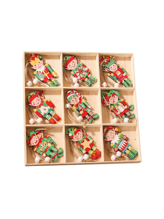 Hängendes Ornament Goblin Hölzern Mehrfarbig Set 18Stück