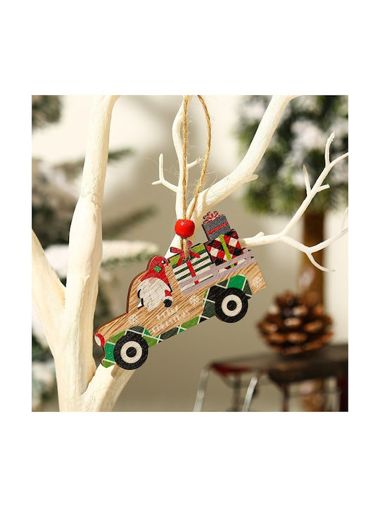 Hängendes Ornament Auto Hölzern Mehrfarbig 8x8cm