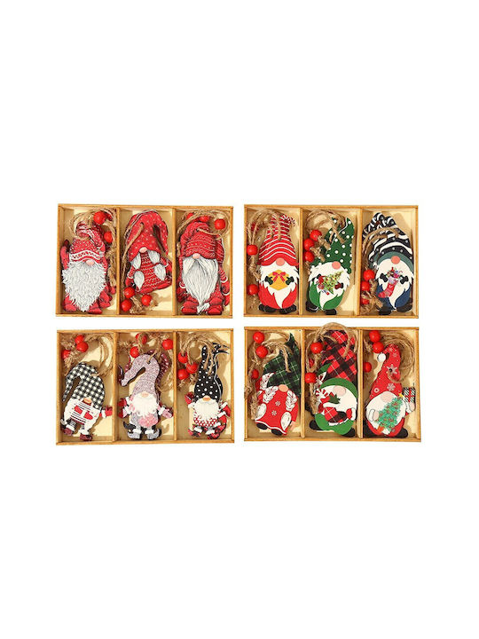 Ornament suspendat Pitic Din lemn Multicolor Set 9buc