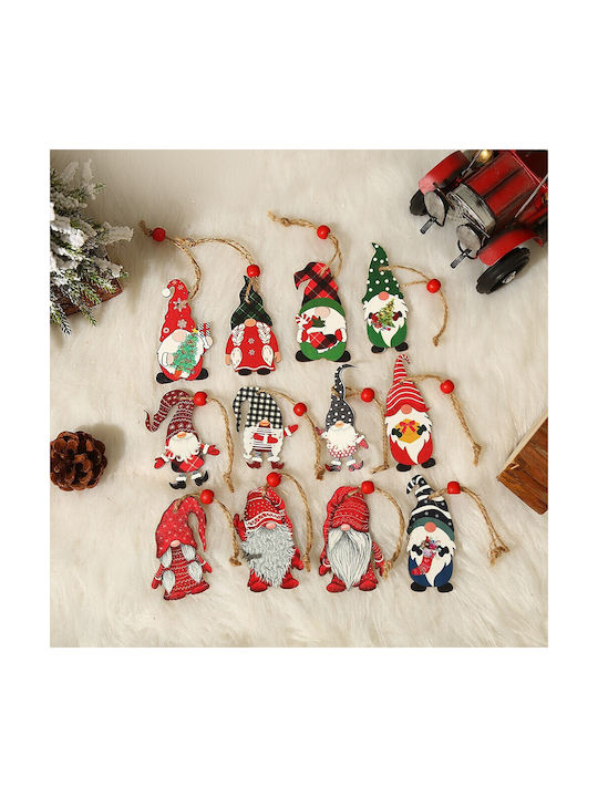 Ornament suspendat Pitic Din lemn Multicolor Set 9buc