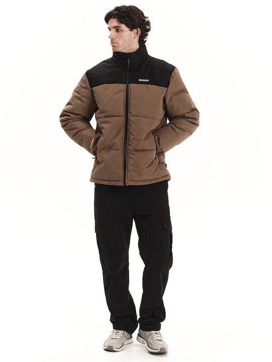 Winter Jacke Puffer Wasserdicht L.brown/black