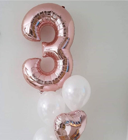Luftballon Folie Jumbo Zahl 3 Rose Gold 100cm