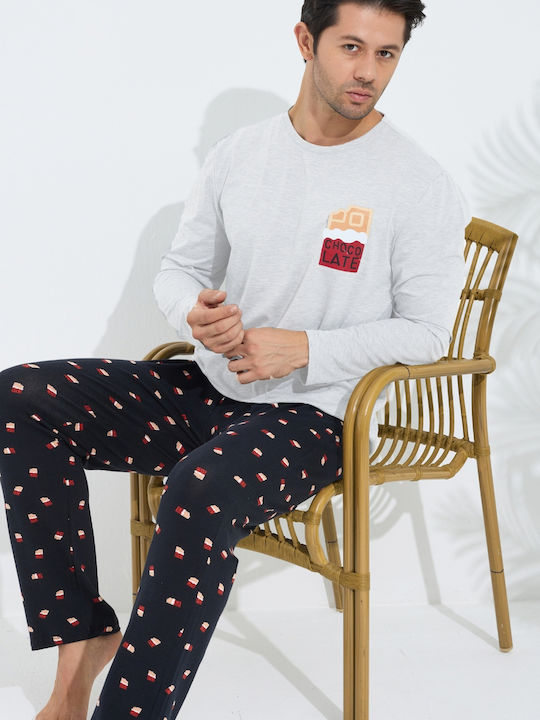 Siyah Inci Men's Winter Pajamas Set Gray
