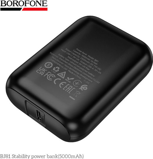 Borofone BJ81 Power Bank 5000mAh 18.5W με Θύρα USB-A Μαύρο
