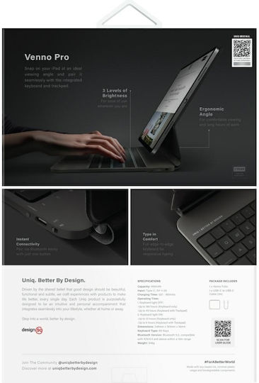 Uniq Klappdeckel mit Tastatur Schware (iPad Air 11" (2024/25), iPad Air 10,9" (2022/20))