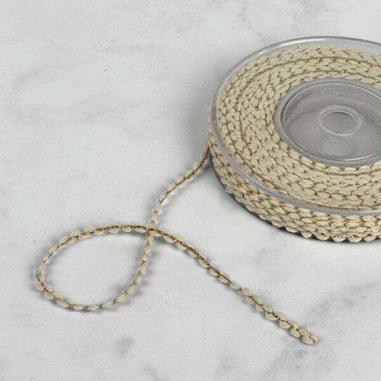 Zick-Zack Band 3mm x 25m Ecru Gold