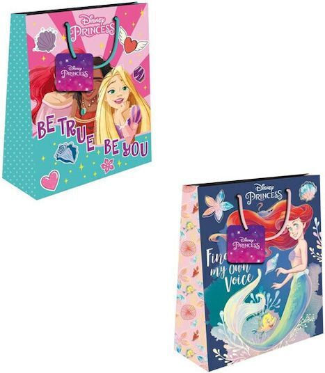 The Littlies Χάρτινη Τσάντα για Δώρο με Θέμα "Disney Princess" Ροζ 33x10x45εκ.