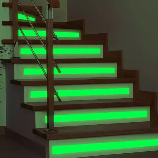 Phosphorescent Tape Absorbs Natural Light Tape Glow-in-the-dark Warning Tape Outdoor Stairs Tape Long-lasting Glow 8 Hours Brightness Strong Adhesion Moisture Resistant Suitable for Decoration Night Stairs Walls Exit Signs 4x100cm