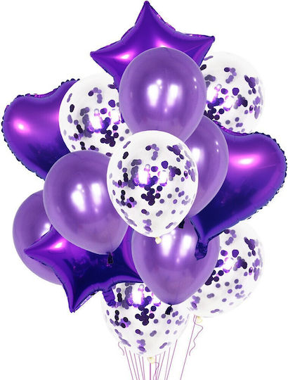 Compoziție cu 14 Baloane Folie Violet