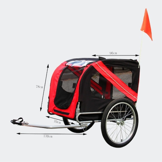 Wiltoc Dog Carrying Red Bicycle Trailer for 40kg Pets L90xW70xH70cm