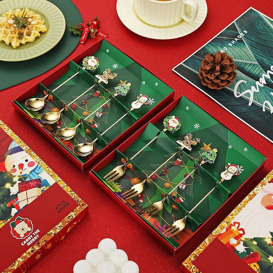 Set Christmas Cutlery Multicolored L19.5xW16xD2cm. 4pcs