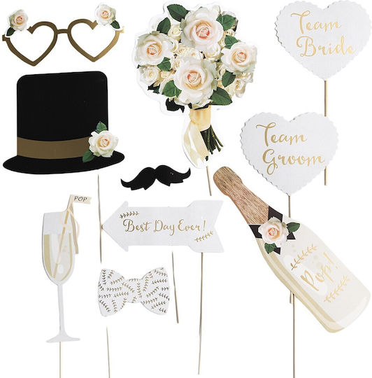 Set 10 Party Accessories Flippy Photo Corner Props Bride Groom Design Wedding Theme Multicolor