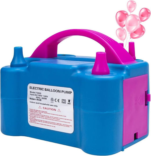 Pompă Electrică de Umflare Balon 600 W Două Duze de Umflare Plastic 19,5 X 14 X 13 Cm Albastru Roz