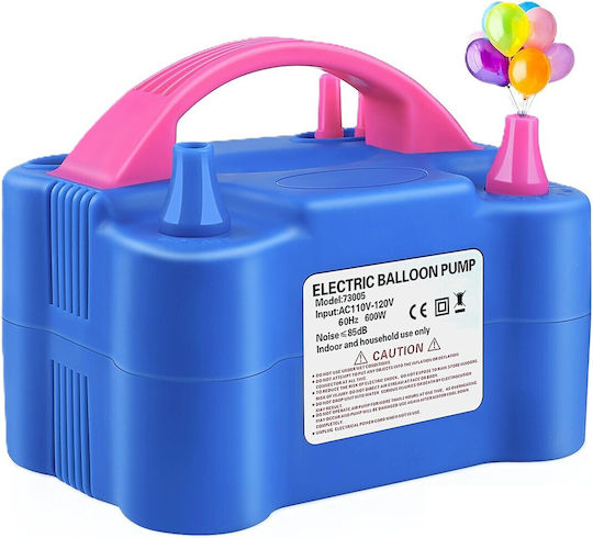 Pompă Electrică de Umflare Balon 600 W Două Duze de Umflare Plastic 19,5 X 14 X 13 Cm Albastru Roz