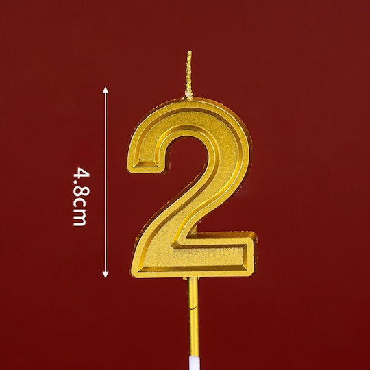 Cake Candle Number 2 Flippy 4.8 Cm Birthday Gold