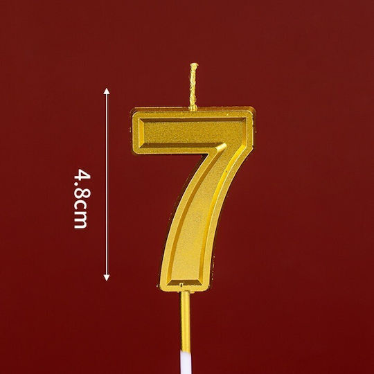 Number 7 Cake Candle Flippy 4.8 Cm Birthday Gold
