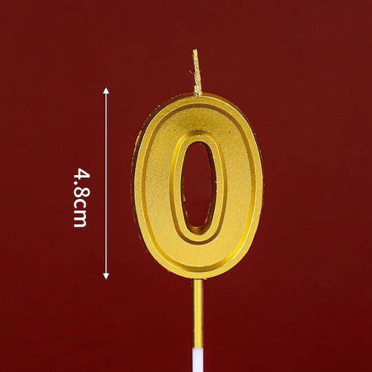 Cake Candle Number 0 Flippy 4.8 Cm Birthday Gold