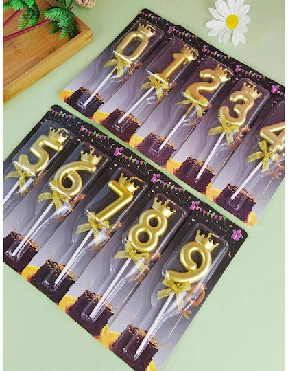 Cake Birthday Candle Number 6 Crown Design Gold Flippy Party