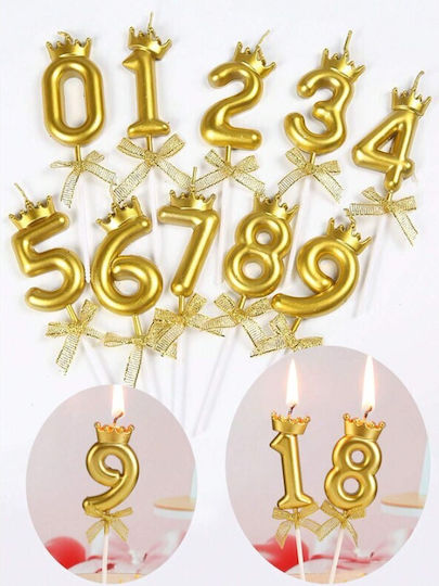 Cake Birthday Candle Number 5 Crown Design Gold Flippy Party