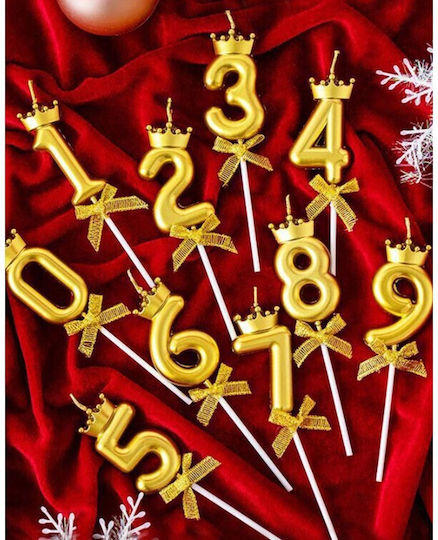 Kuchenkerze Nummer 0 Krone Modell Gold Flippy Party