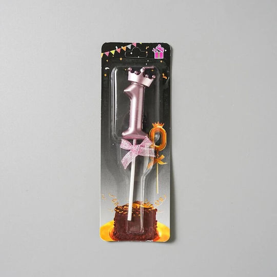 Lumânare Numărul 1 Flippy Coroană Fundiță Design Tort 6 X 2,5 Cm Violet