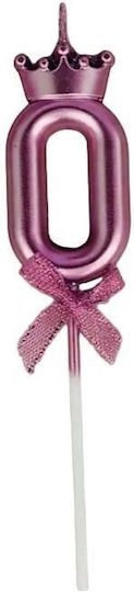 Nummer 0 Kerze Flippy Krone Modell Schleife Kuchen 6 X 2,5 Cm Lila