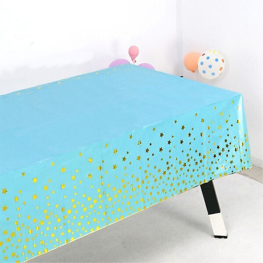 Tablecloth Flippy Foil Gold Stars Print Waterproof 137 X 274 Cm Blue