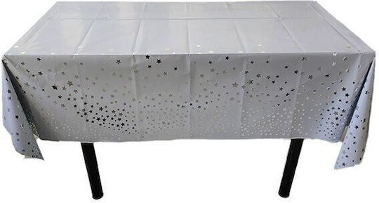 Tablecloth Flippy Foil Gold Stars Print Waterproof 137 X 274 Cm White